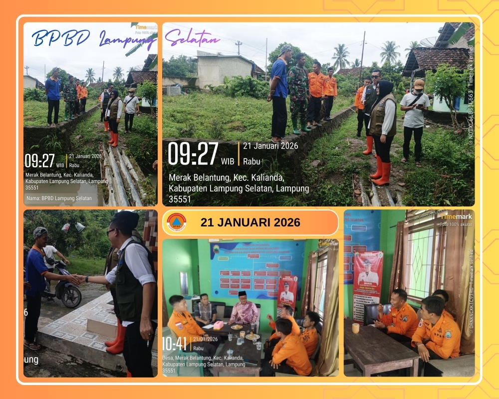 BPBD Lampung Selatan Proaktif Pantau Potensi Banjir di Desa Merak Belantung Kalianda Melalui Pengecekan Genangan Air Langsung